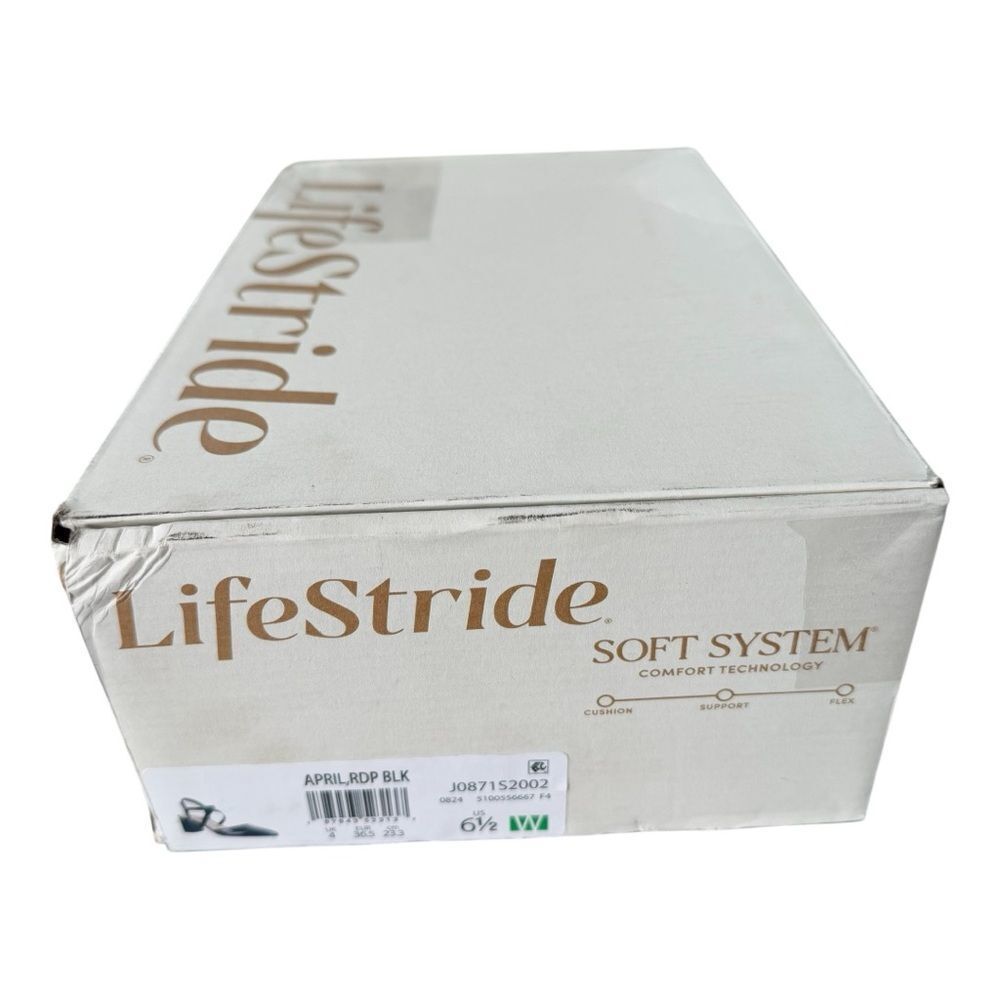 LifeStride April Black Patent Slingback Pumps Heels 6.5 Wide New In Box - Picture 14 of 15